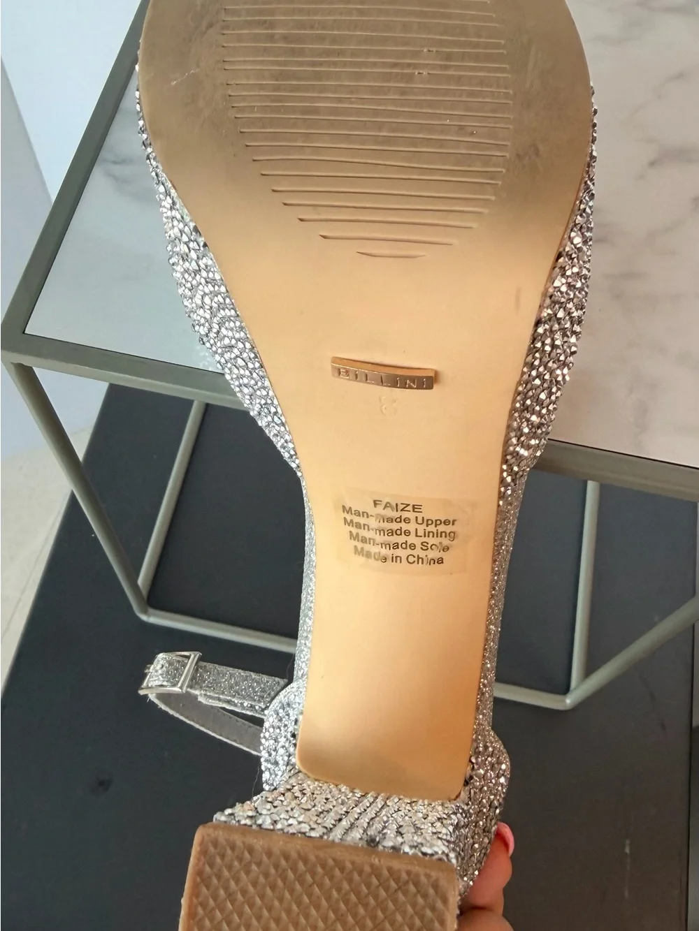 Silver Crystal Platform Block Heel Sandals
